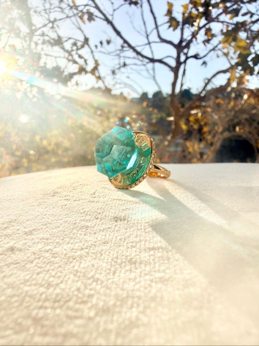 Blue Candy Ring Pop Inspired Adjustable Gem Statement Cocktail Ring